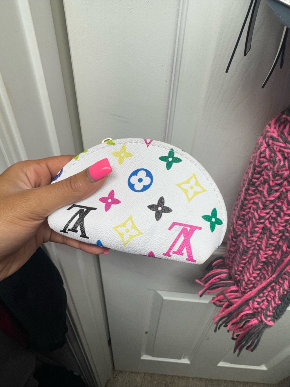 SHEIN White Multicolor Logo Print Coin Purse